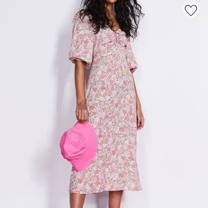 H&M Puff Sleeve Floral Midi Dress